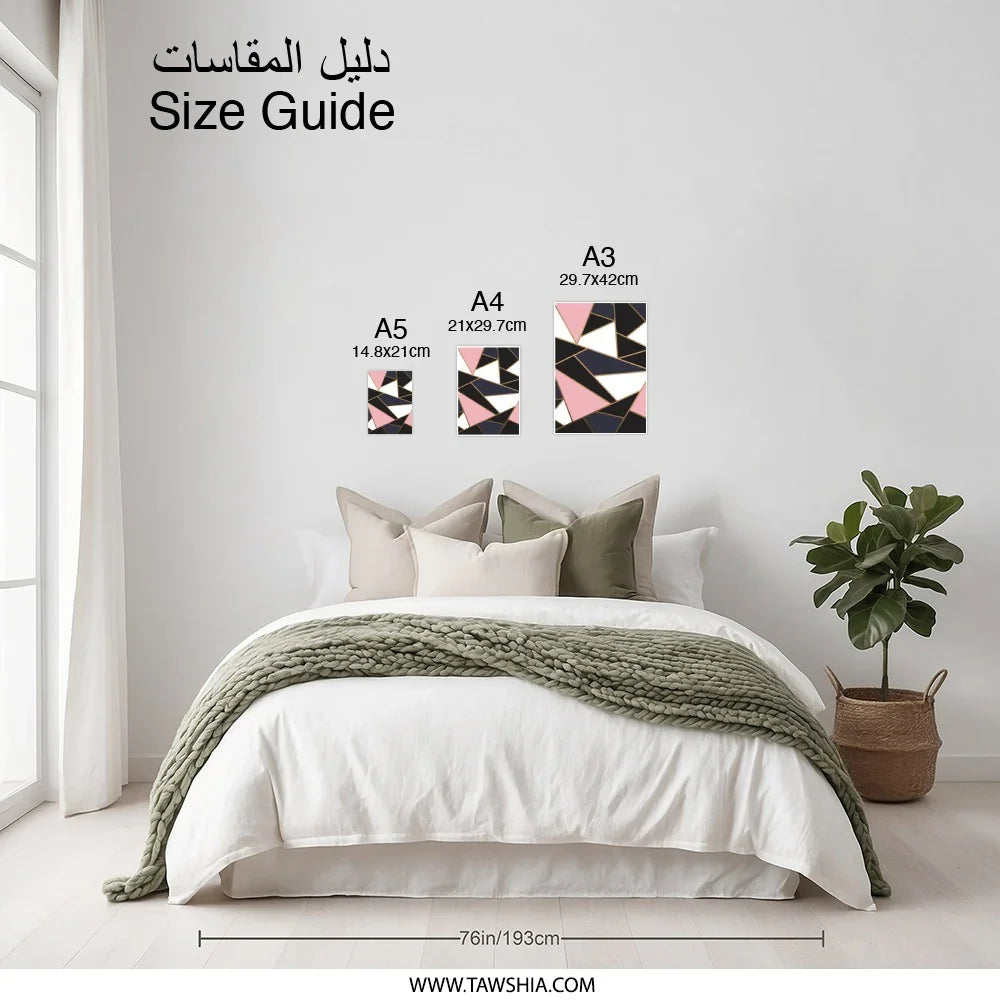 Geometric Art Photographic Print, Abstract Triangle Wall Art, Pink Navy Gold Decor, Modern Home Decor, Unique Gift Idea - Tawshia