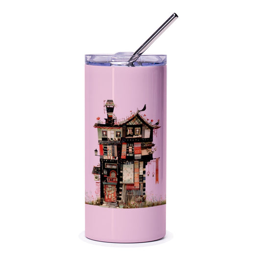 Quirky House Tumbler, Colorful Building Drinkware, Unique Architecture Cup, Whimsical Home Design Tumbler, Gift for Home Lovers - Tawshia