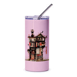 Quirky House Tumbler, Colorful Building Drinkware, Unique Architecture Cup, Whimsical Home Design Tumbler, Gift for Home Lovers - Tawshia