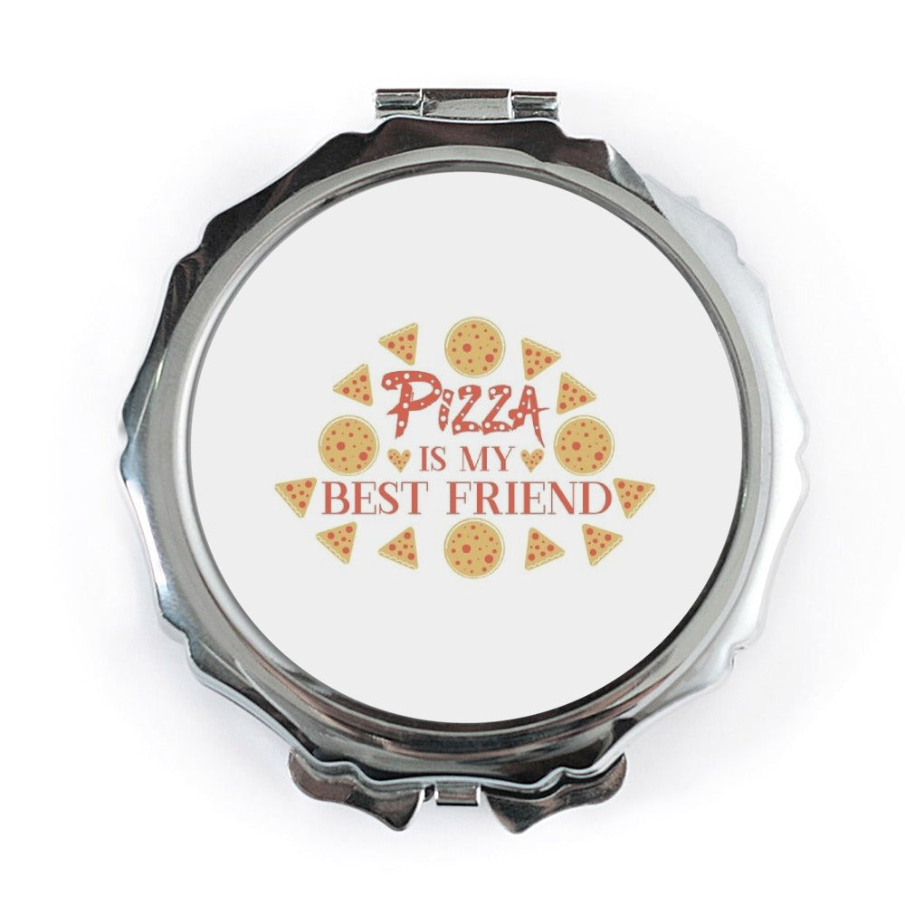 Pizza Is My Best Friend Pocket Mirror, Foodie Gift, Cute Mirror, Gift for Pizza Lover, Funny Compact Mirror, Best Friend Gift - Tawshia