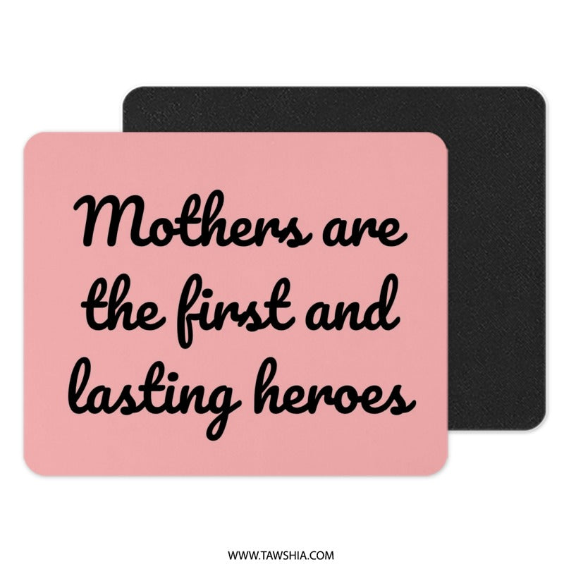 Mothers Day Mouse Pad, Hero Mom, Gift for Mother, Mom Hero Mousepad, Inspirational Quote Desk Decor, Pink Mouse Pad, Office Gift - Tawshia