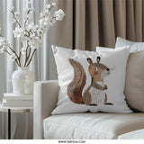Cute Squirrel Pillow, Woodland Animal Pillow, Kids Room Decor, Nursery Pillow, Decorative Pillow, Cartoon Squirrel Design - Tawshia