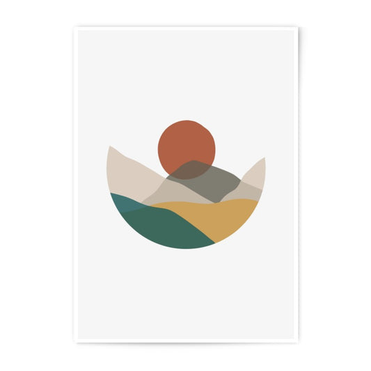 Minimalist Landscape Photographic Print, Abstract Mountain Art, Modern Home Decor, Boho Sun Print, Geometric Wall Art, Stylish Gift Idea - Tawshia