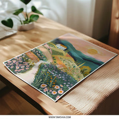Tuscan Landscape Photographic Print, Italy Art Print, Villa and Flowers Wall Art, Italian Countryside Decor, Home Decor, Sunset Painting - Tawshia