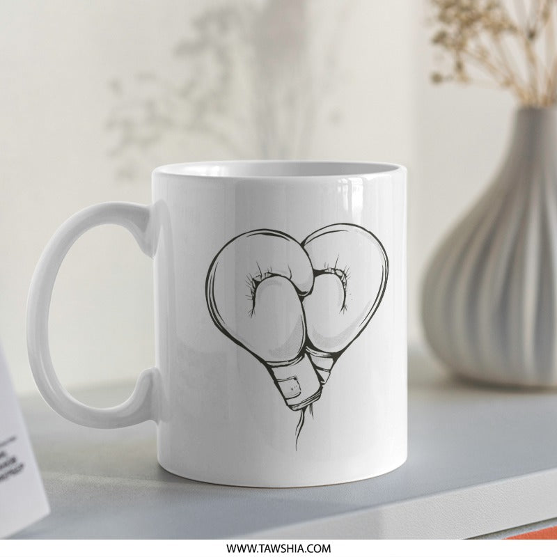 Boxing Gloves Heart Design White Mug product