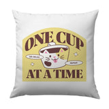 Cute Cat Pillow, One Cup At A Time Pillow, Funny Cat Design, Coffee Lover Gift, Decorative Pillow, Home Decor Pillow, Aesthetic Pillow - Tawshia