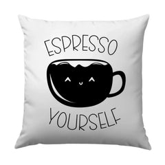 Espresso Yourself Pillow, Cute Coffee Pillow, Coffee Lover Gift, Funny Home Decor, Kawaii Pillow, Black and White Pillow, Coffee Decor - Tawshia