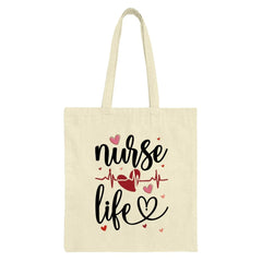 Nurse Life Tote Bag, Heartbeat Graphic, Healthcare Gift, Appreciation Bag, Nurse Design, Cute Heart, Medical, Shopping Bag, Everyday Carry - Tawshia