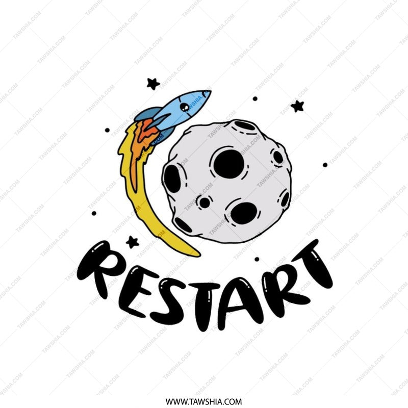 Restart Pillow, Space Pillow, Rocket Pillow, Moon Pillow, Motivational Pillow, Gift Idea, Pillow Decor - Tawshia