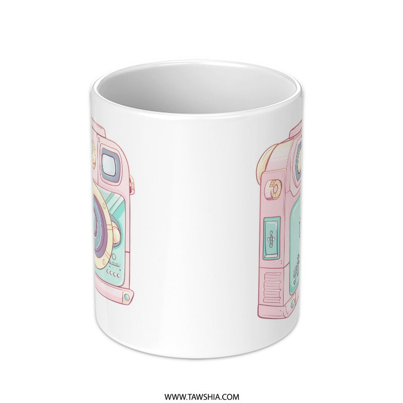 Cute Camera Mug, Kawaii Style Photo Mug, Pastel Aesthetic Mug, Photography Lover Gift, Trendy Mug, Unique Mug Gift, Coffee Cup, Tea Cup - Tawshia