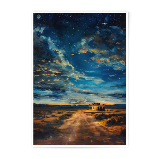 Desert Diner Photographic Print, Night Sky Art, Stars Scenery, Dreamy Landscape, Wall Decor, Home Decor - Tawshia