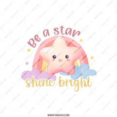 Be a Star Pillow, Shine Bright Pillow, Cute Star Pillow, Rainbow Pillow, Nursery Decor Pillow, Kids Room Pillow, Motivational Pillow - Tawshia