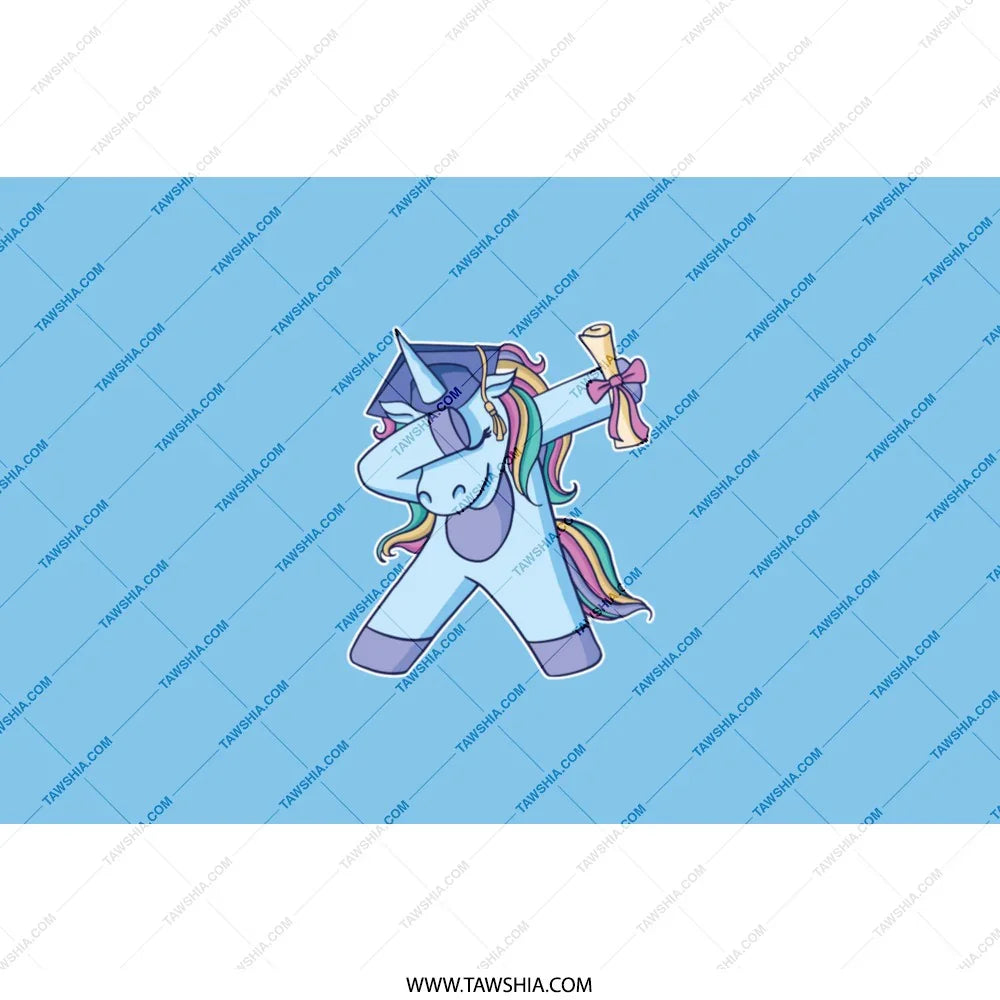 Dabbing Unicorn With Scroll Design On Blue product type