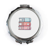 Stacked Books Pocket Mirror, Cute Books, Kawaii Mirror, Reading Lover Gift, Student Mirror, Novel Fan Mirror, Unique Handbag Mirror - Tawshia