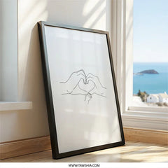 Minimalist Family Wall Art, Hands Heart Shape, Baby Feet Print, Modern Home Decor, Line Art Print, Nursery Art Print - Tawshia