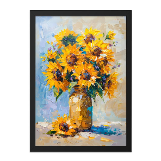 Sunflower Wall Art, Floral Oil Painting, Jar Art, Flower Painting, Summer Decor, Botanical Art Print, Kitchen Wall Decor, Sunflower Artwork - Tawshia