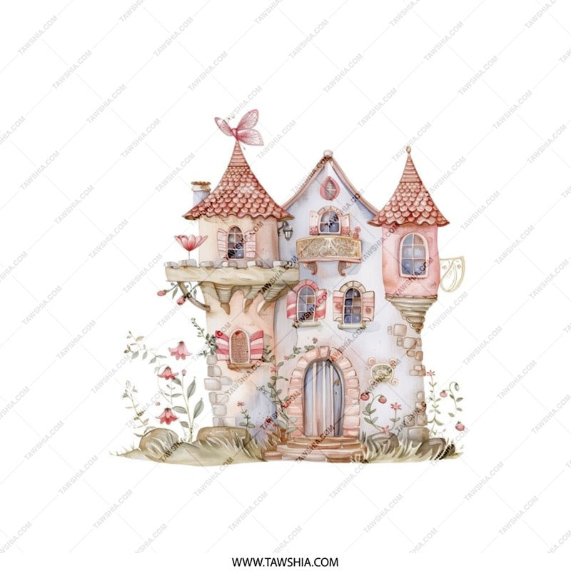 Fairy Tale Castle Pillow, Fantasy Home Decor, Cute House Pillow, Whimsical Design, Kids Room Pillow, Decorative Pillow, Throw Pillow - Tawshia