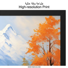 Mountain Cabin Wall Art, Autumn Landscape Print, River Scene Painting, Rustic Home Decor, Framed Art, Nature Artwork, Scenic View - Tawshia