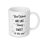 Kind Words are Like Honey Mug, Inspirational Mug, Sweet to the Soul Mug, Cute Bee Mug, Positive Quote Mug, Gift for Friend - Tawshia