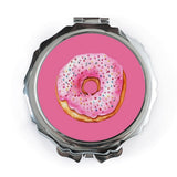 Donut Pocket Mirror, Pink Glaze Sprinkle Pocket Mirror, Fun Pocket Mirror, Compact Mirror for purse, Gift for Baker, Foodie Gift - Tawshia