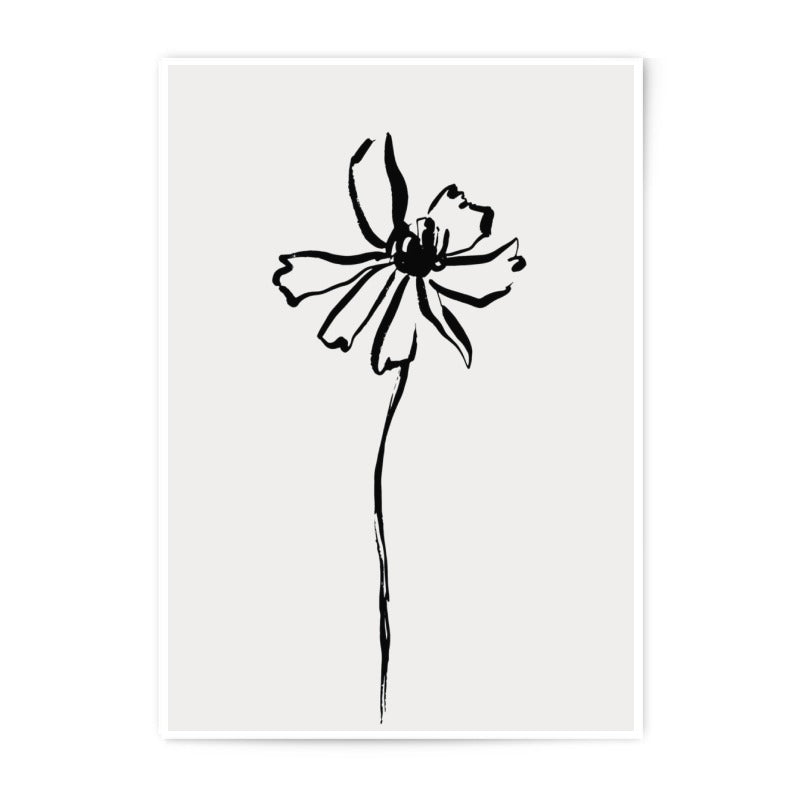 Minimalist Flower Photographic Print, Floral Wall Art, Line Art Flower Print, Botanical Print, Black and White Flower Art - Tawshia