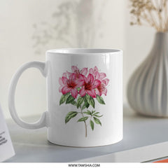 Pink Azalea Mug, Floral Mug, Garden Flower Mug, Botanical Mug, Flower Lover Gift, Spring Mug, Plant Mug, Coffee Mug, Tea Mug - Tawshia