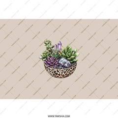 Succulent Crystal Tumbler, Leopard Print Tumbler, Boho Chic Gift, Plant Lover Gift, Stylish Tumbler, Unique Tumbler - Tawshia