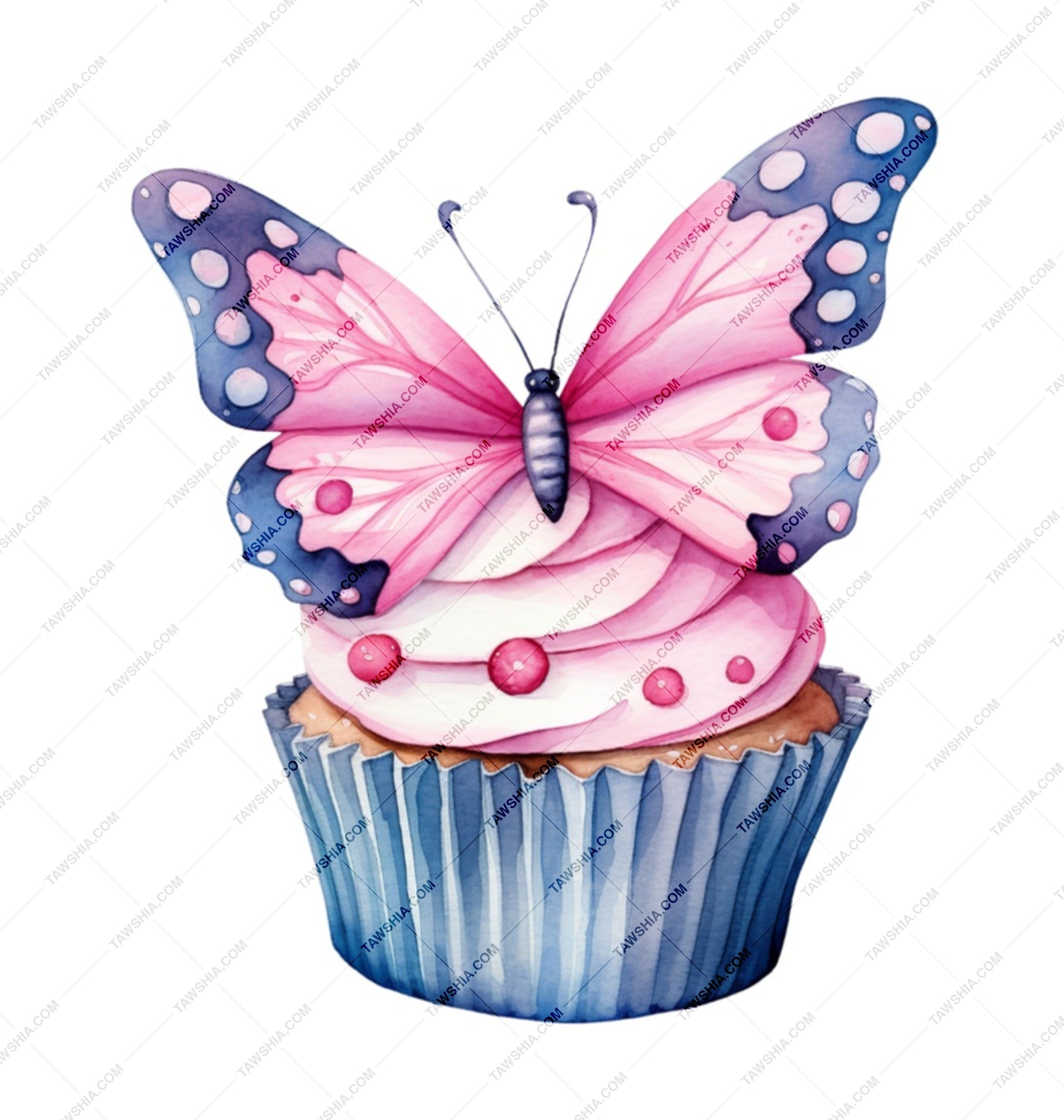 Butterfly Cupcake Mug, Watercolor Art Mug, Whimsical Mug, Cute Coffee Mug, Unique Gift Idea, Cupcake Lover Mug - Tawshia