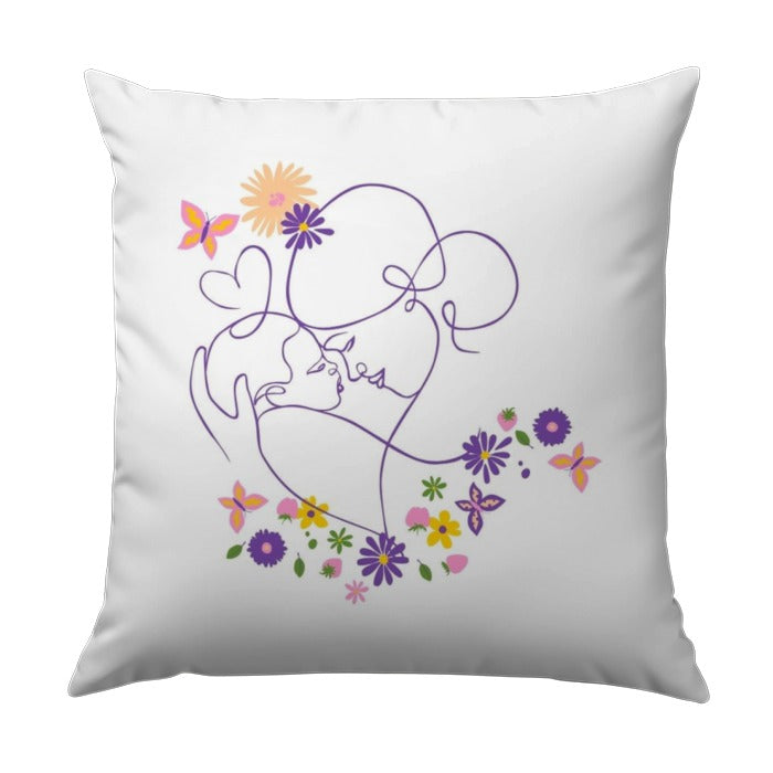 Mother and Child Pillow, Minimalist Art Pillow, Floral Butterfly Pillow, Line Art Pillow, Modern Home Decor, Mother's Day Gift Idea - Tawshia