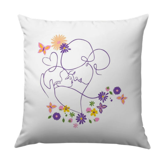 Mother and Child Pillow, Minimalist Art Pillow, Floral Butterfly Pillow, Line Art Pillow, Modern Home Decor, Mother's Day Gift Idea - Tawshia