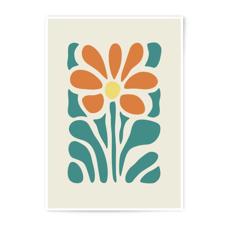 Abstract Floral Photographic Print, Modern Flower Art, Orange and Teal Print, Minimalist Wall Decor, Botanical Print, Home Decor - Tawshia