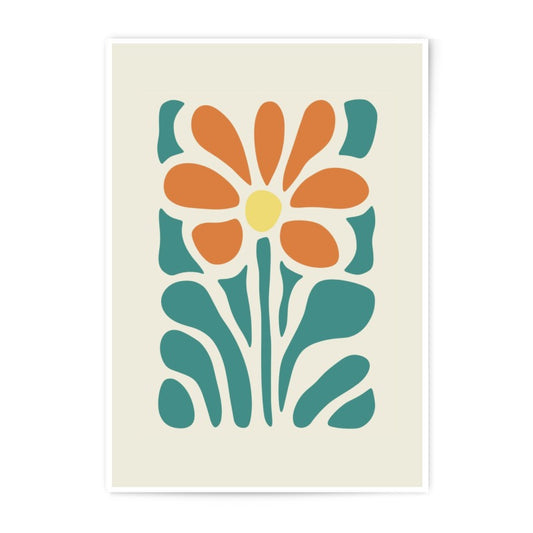Abstract Floral Photographic Print, Modern Flower Art, Orange and Teal Print, Minimalist Wall Decor, Botanical Print, Home Decor - Tawshia