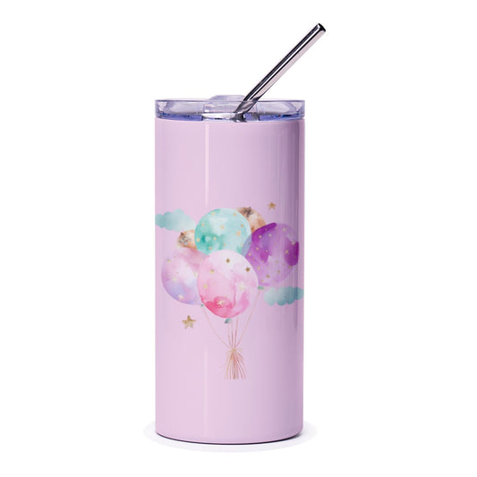 Balloons Tumbler, Pastel Colors Tumbler, Watercolor Balloons Tumbler, Celebration Tumbler, Gift Tumbler, Birthday Tumbler - Tawshia