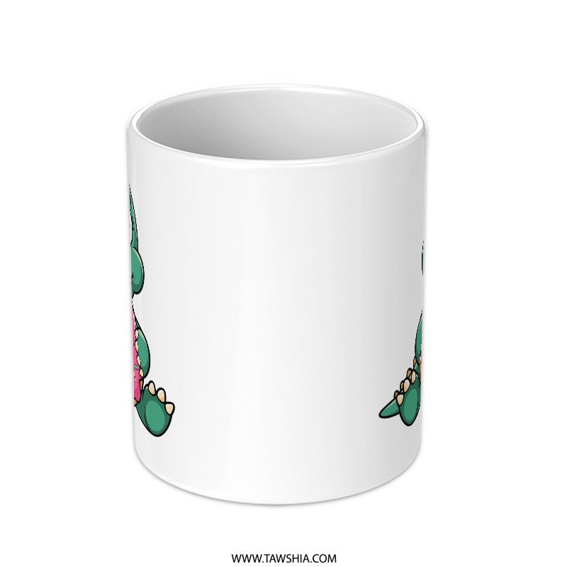 Cute Dinosaur Mug, Donut Lover, Funny Animal Mug, Coffee Mug, Gift Mug, Cartoon Mug, Novelty Mug, Tea Cup, Ceramic Mug - Tawshia