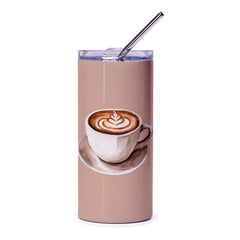 Latte Art Tumbler, Coffee Lover Gift, Watercolor Coffee Cup Tumbler, Trendy Drinkware, Travel Mug, Coffee Tumbler With Straw - Tawshia