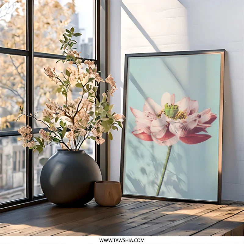 Pink Lotus Wall Art, Floral Print, Botanical Decor, Flower Art Print, Nature Inspired Wall Decor, Elegant Home Decor, Gift Idea - Tawshia