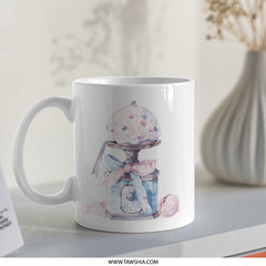 Watercolor Cake Safe Mug, Whimsical Foodie Gift, Pink Blue Kitchen Decor, Cute Bakery Lover Coffee Cup, Unique Art Gift Mug - Tawshia
