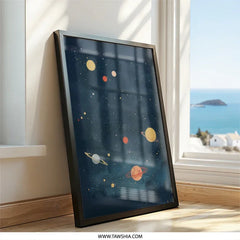 Celestial Wall Art, Planet Print, Space Artwork, Starry Night Sky, Kids Room Decor, Nursery Wall Decor, Galaxy Art, Universe Wall Art - Tawshia
