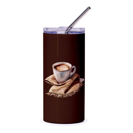 Coffee Art Tumbler, Latte Art Tumbler, Drinkware Coffee Lover Gift, Stainless Steel Tumbler, Coffee Cup Tumbler, Stylish Beverage Container - Tawshia