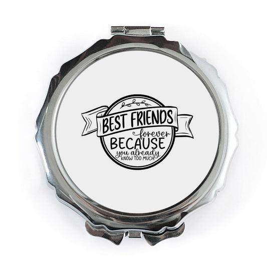 Best Friends Pocket Mirror, Friendship Gift, Funny Quote, Pocket Mirror for Bestie, Gift for Her, Cute Pocket Mirror - Tawshia
