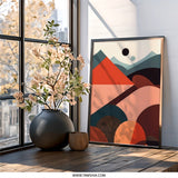 Geometric Landscape Wall Art, Abstract Mountain Print, Modern Home Decor, Stylish Minimalist Art, Unique Shapes Artwork - Tawshia