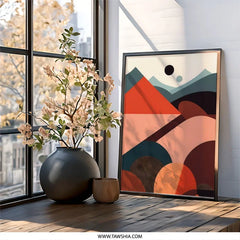 Geometric Landscape Wall Art, Abstract Mountain Print, Modern Home Decor, Stylish Minimalist Art, Unique Shapes Artwork - Tawshia