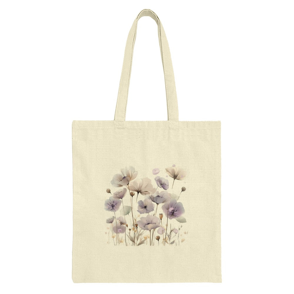 Floral Watercolor Tote Bag, Aesthetic Flowers Shopping Bag, Elegant Botanical Design, Canvas Grocery Bag, Pastel Flowers Tote Bag - Tawshia