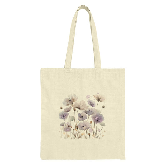 Floral Watercolor Tote Bag, Aesthetic Flowers Shopping Bag, Elegant Botanical Design, Canvas Grocery Bag, Pastel Flowers Tote Bag - Tawshia