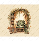 Cozy Autumn Reading Nook Illustration Canvas Art product