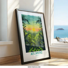 Atlantic Forest Wall Art, Tropical Jungle Print, Nature Landscape Decor, Sunset Scenery Poster, Greenery Artwork, Home Office Decor - Tawshia