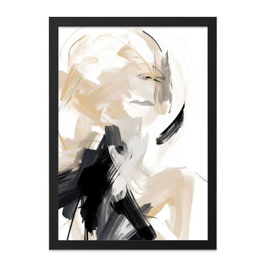 Abstract Woman Art, Modern Wall Art, Expressive Art Print, Beige Black Wall Decor, Contemporary Art, Home Decor, Stylish Wall Art - Tawshia