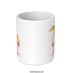 Peach Cupcake Mug, Watercolor Design, Unique Coffee Mug, Foodie Gift, Sweet Treat Mug, Dessert Lover Gift, Whimsical Mug, Cute Mug, Gift - Tawshia