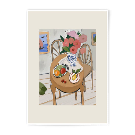 Still Life Photographic Print, Floral Art Print, Flower Vase, Fruit Bowl, Colorful Kitchen Decor, Dining Room Wall Art, Home Decor - Tawshia