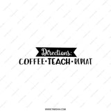 Coffee Teach Repeat Pillow, Teacher Gift Pillow, Funny Teacher Pillow, Teaching Pillow, Coffee Lover Pillow, Directions Pillow - Tawshia